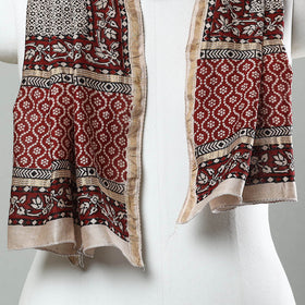 Maroon Bagh Hand Block Printed Chanderi Silk Stole 