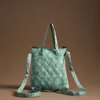 Green - Handcrafted Quilted Silk Sling Bag 15