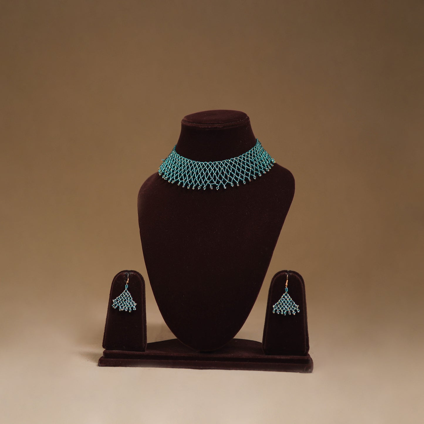 Green - Handmade Beadwork Jaali Necklace Set 78