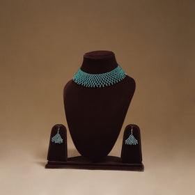 Green - Handmade Beadwork Jaali Necklace Set 78