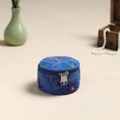 Bengal Kantha Work Handcrafted Round Utility Box