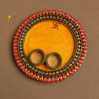 Diwali Decor Handpainted Wooden Pooja Thali