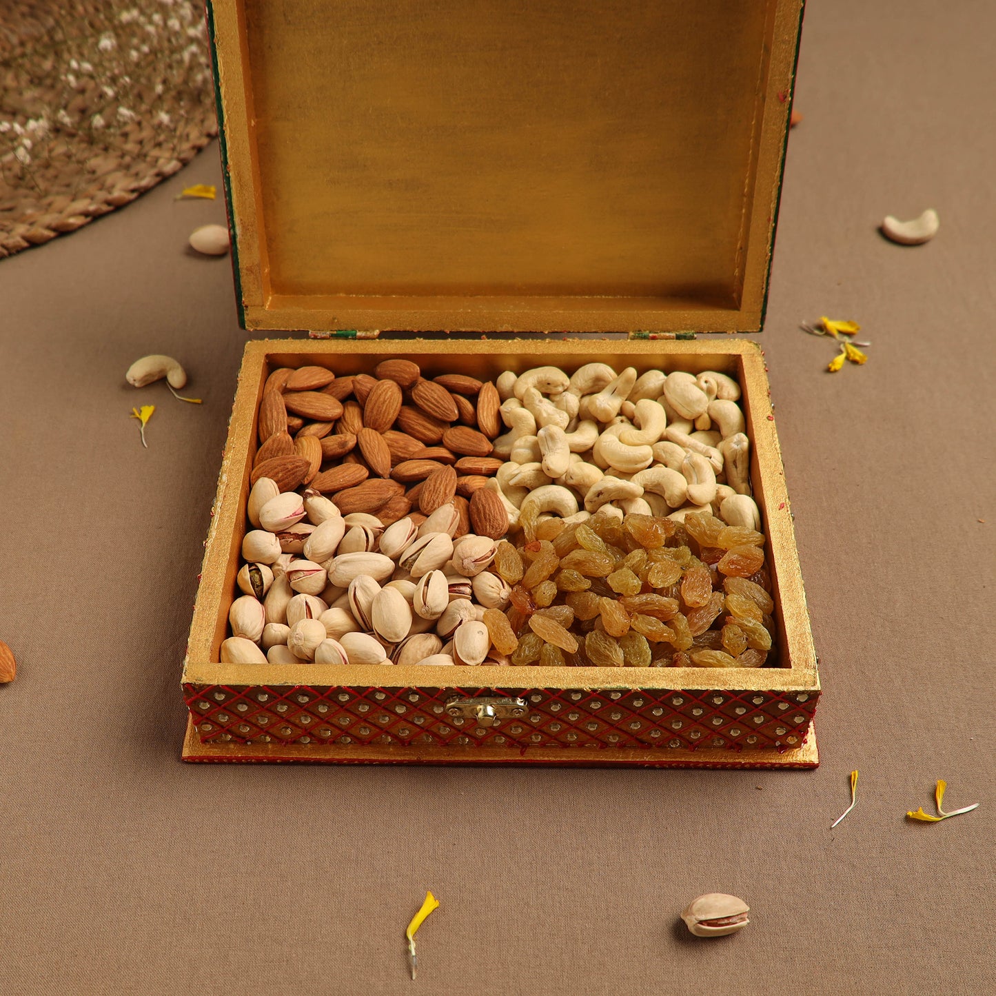 Diwali Decor Handpainted Wooden Dry Fruit Box