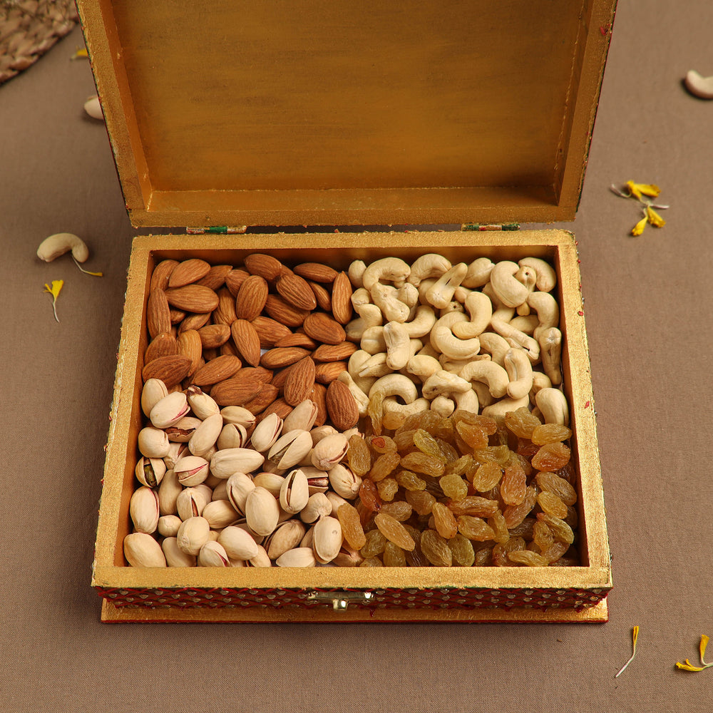 Diwali Decor Handpainted Wooden Dry Fruit Box