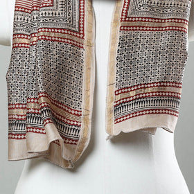 Black Bagh Hand Block Printed Chanderi Silk Stole