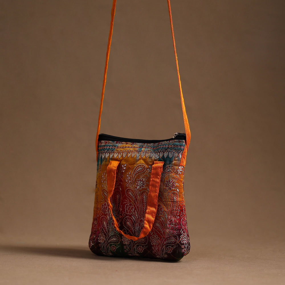 Multicolor - Handcrafted Quilted Silk Sling Bag 18