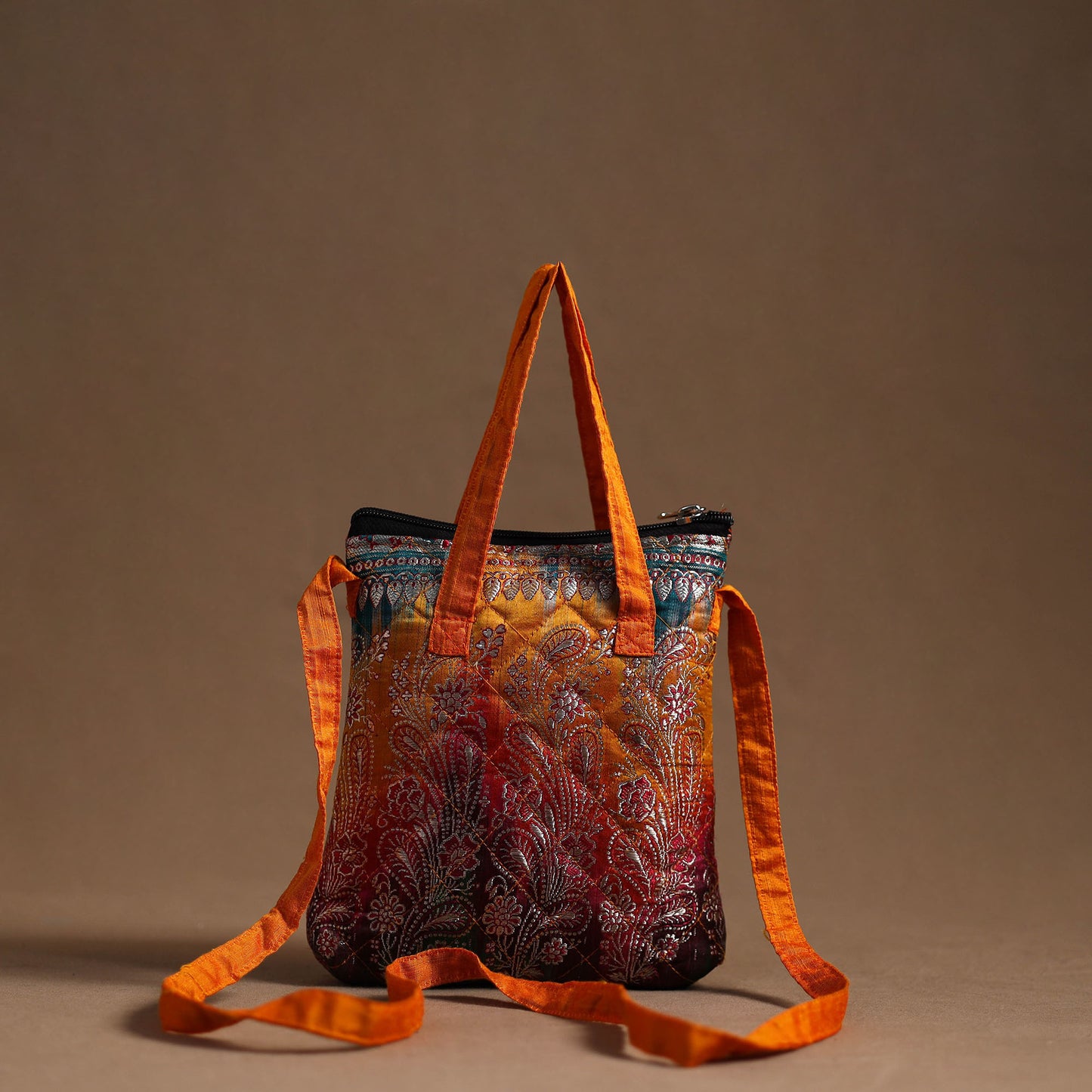 Multicolor - Handcrafted Quilted Silk Sling Bag 18