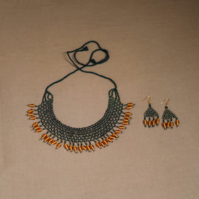 Green - Handmade Beadwork Jaali Necklace Set 91