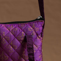 Purple - Handcrafted Quilted Silk Sling Bag 19