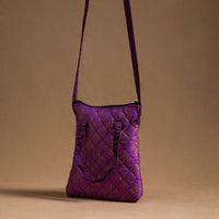 Purple - Handcrafted Quilted Silk Sling Bag 19