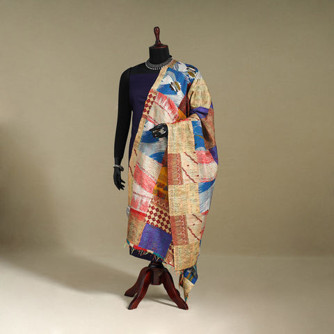 Multicolor - patchwork reversible silk bengal kantha work