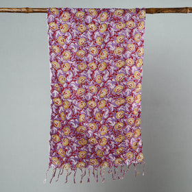 Buy Sanganeri Block Printed Cotton Stole with Tassels 38 Online at iTokri.com