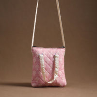 Pink - Handcrafted Quilted Silk Sling Bag 20