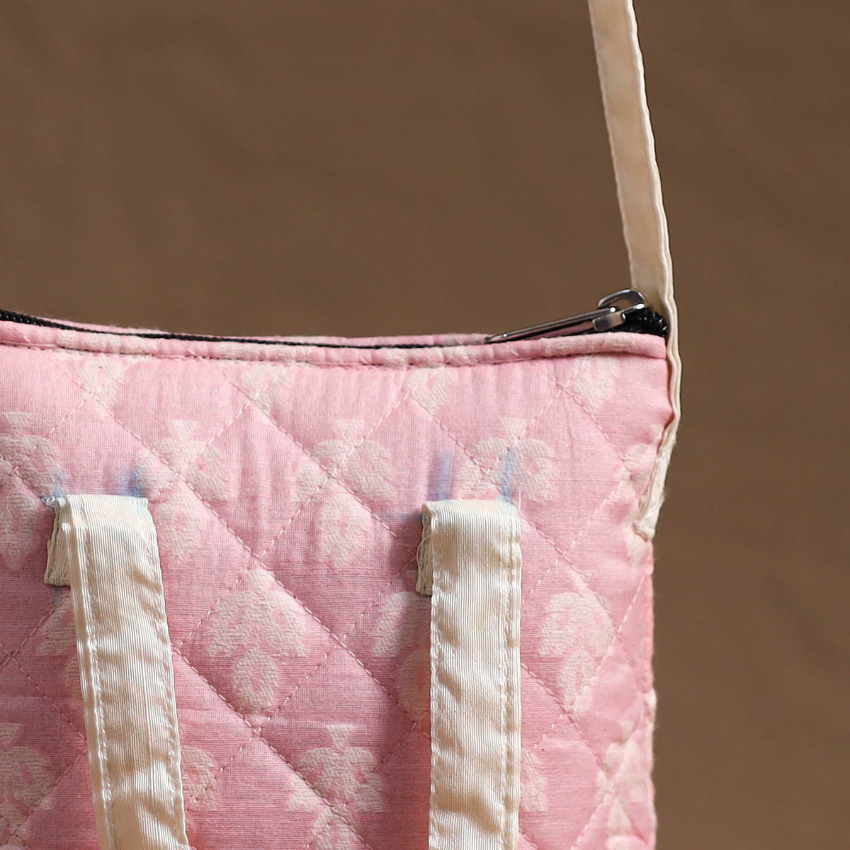 Pink - Handcrafted Quilted Silk Sling Bag 20