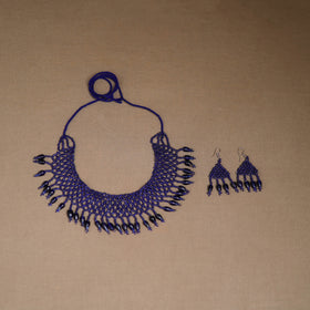 Blue - Handmade Beadwork Jaali Necklace Set 89