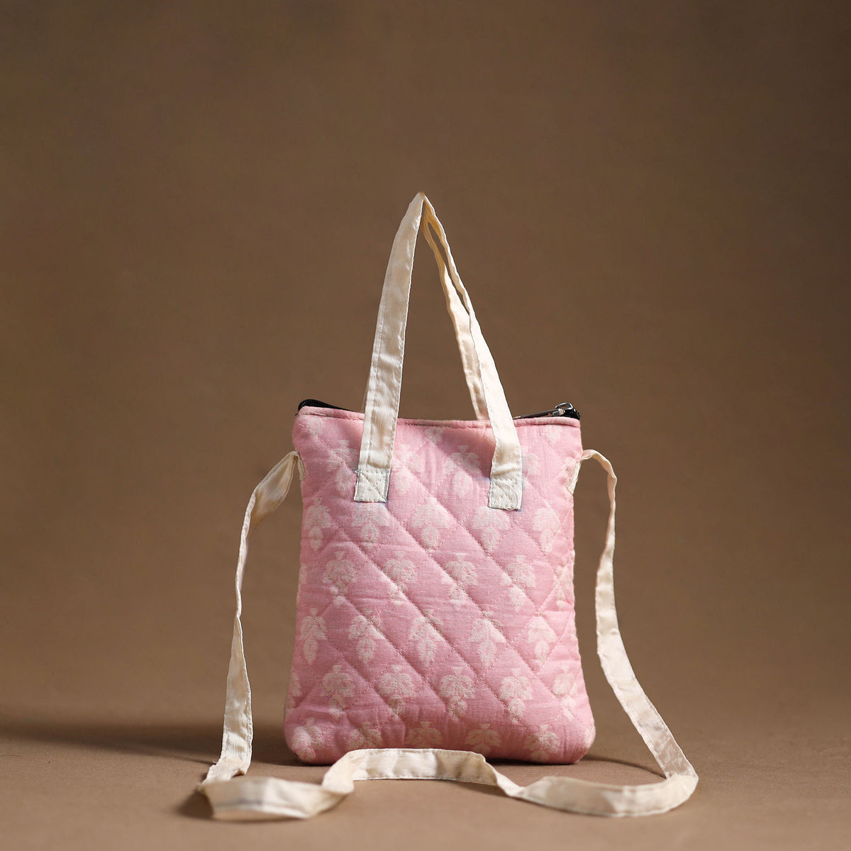 Pink - Handcrafted Quilted Silk Sling Bag 20