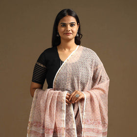 Buy Sanganeri Block Print Cotton Kota Doria Dupatta