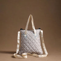 Grey - Handcrafted Quilted Silk Sling Bag 21