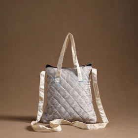 Grey - handcrafted quilted silk sling bag 21