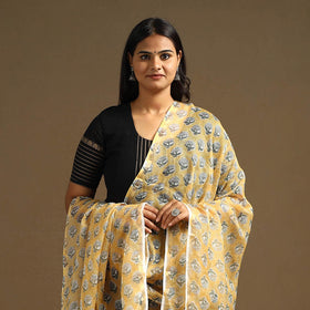 Buy Sanganeri Block Print Cotton Kota Doria Dupatta