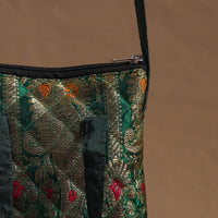 Green - Handcrafted Quilted Silk Sling Bag 23