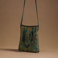 Green - Handcrafted Quilted Silk Sling Bag 23