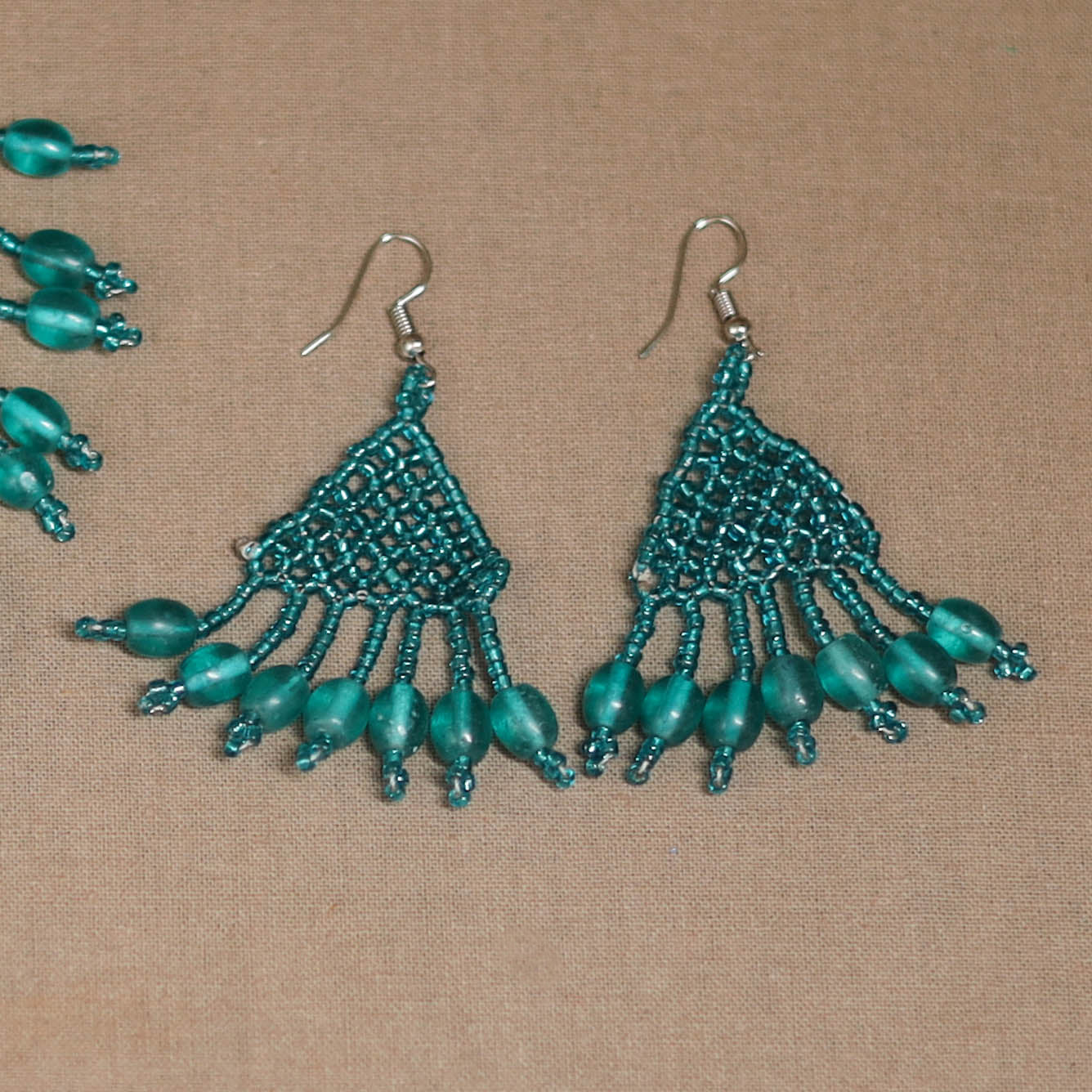 Green - Handmade Beadwork Jaali Necklace Set 86
