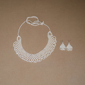 White - Handmade Beadwork Jaali Necklace Set 85