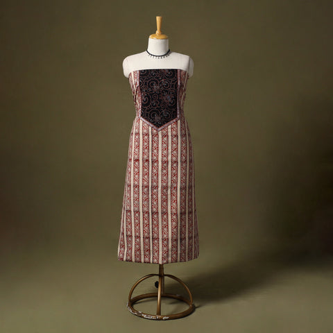 Beige - bagru cotton unstitched kurta material (2.55m) 58