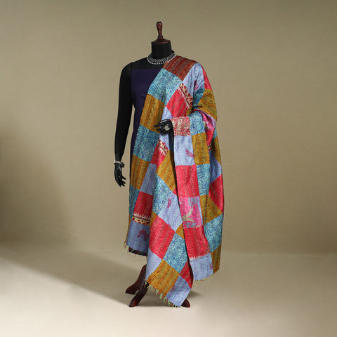 Multicolor - patchwork reversible silk bengal kantha work