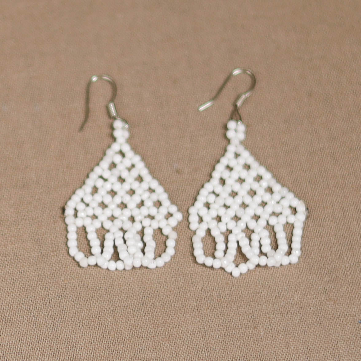 White - Handmade Beadwork Jaali Necklace Set 85
