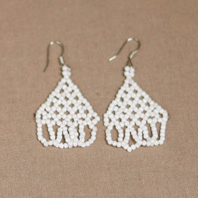 White - Handmade Beadwork Jaali Necklace Set 85