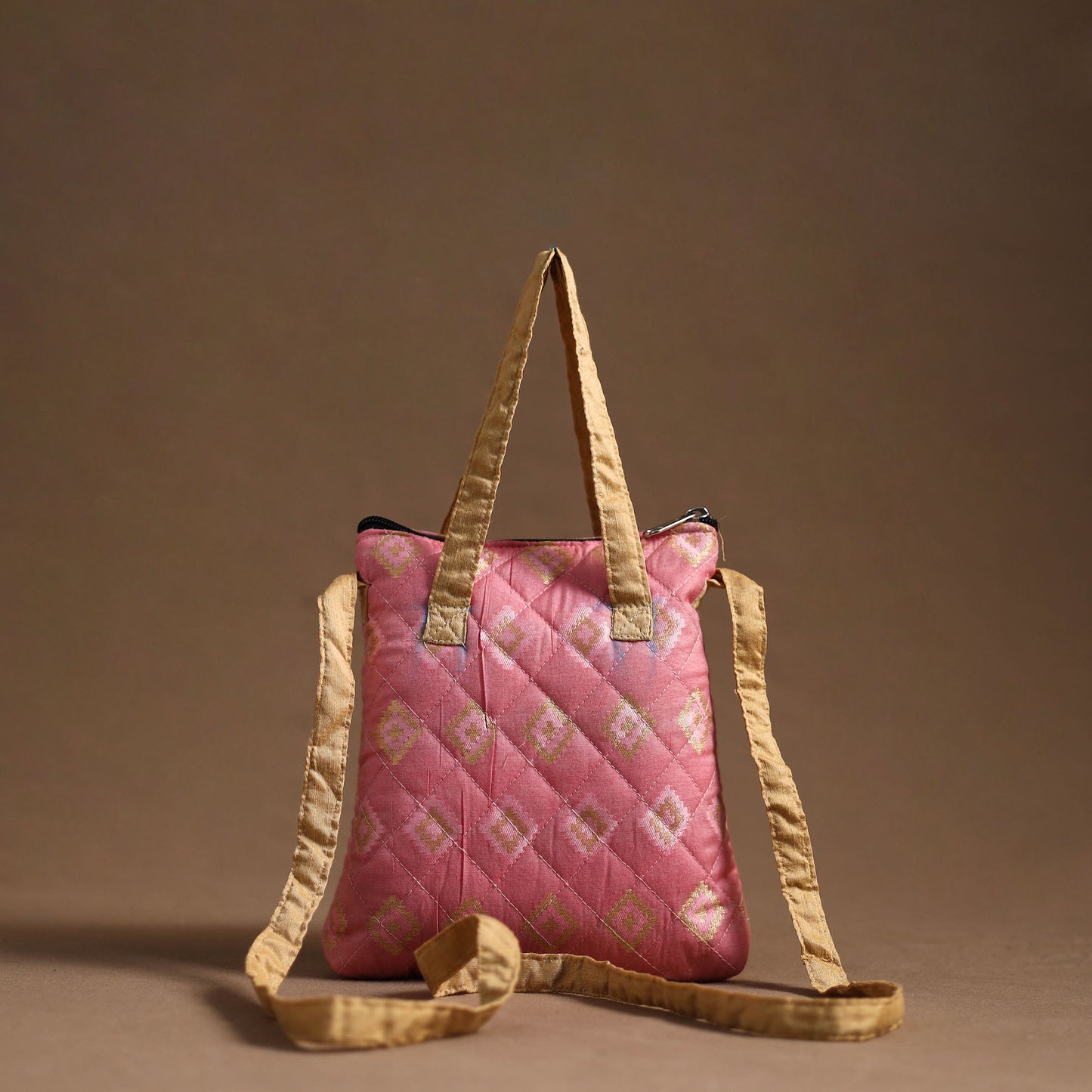 Pink - Handcrafted Quilted Silk Sling Bag 24