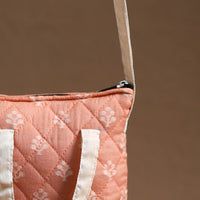 Peach - Handcrafted Quilted Silk Sling Bag 25