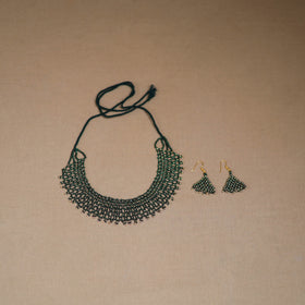 Green - Handmade Beadwork Jaali Necklace Set 82