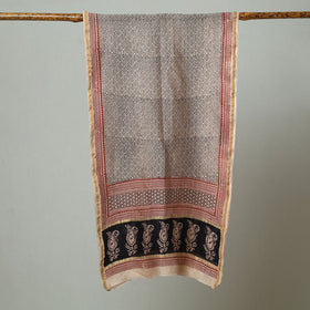 Black - Bagh Hand Block Printed Chanderi Silk Stole 20
