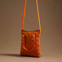 Orange - Handcrafted Quilted Silk Sling Bag 26