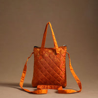 Orange - Handcrafted Quilted Silk Sling Bag 26