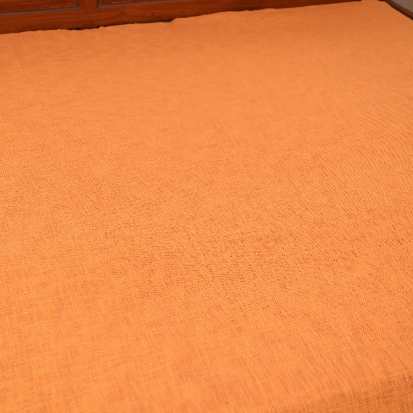 Orange - Pure Cotton Double Handloom Bed Cover from Bijnor 25