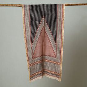 Black Bagh Hand Block Printed Chanderi Silk Stole