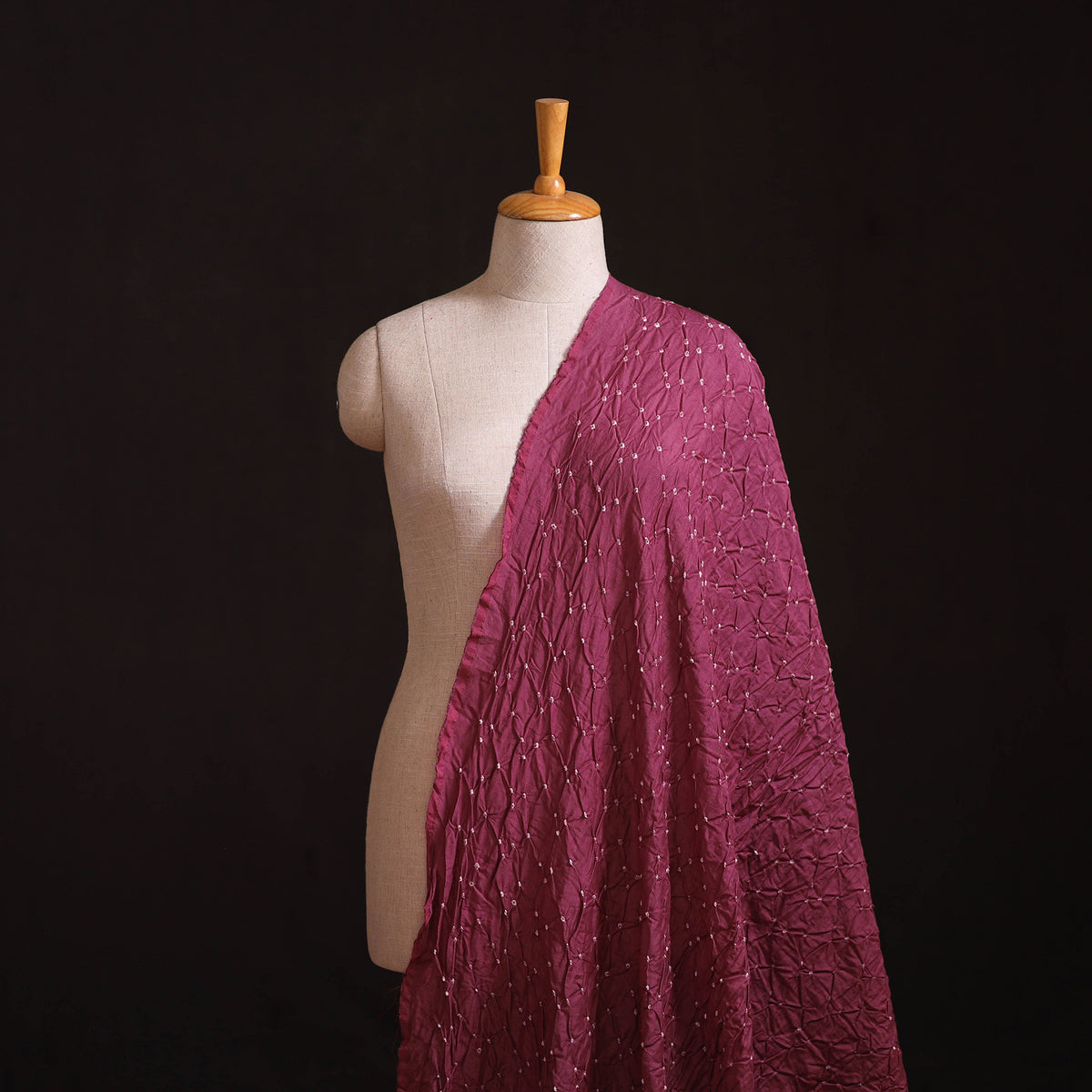 Kutch Bandhani Tie-Dye Chanderi Silk Fabric 03