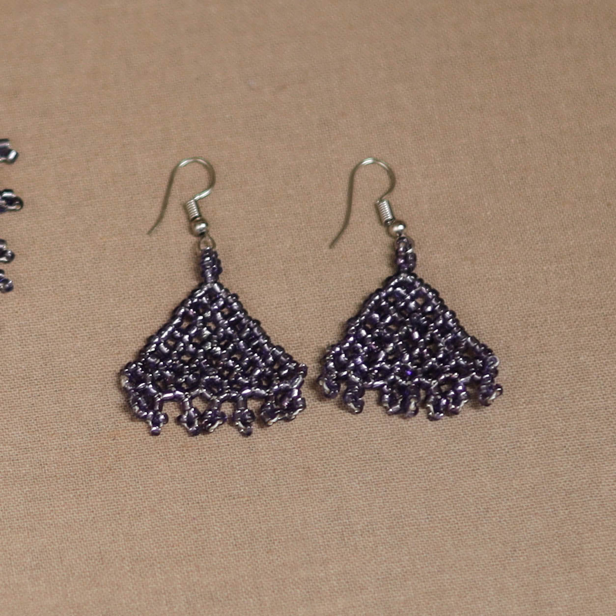 Purple - Handmade Beadwork Jaali Necklace Set 81