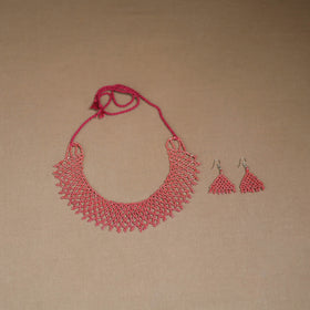 Pink - Handmade Beadwork Jaali Necklace Set 80