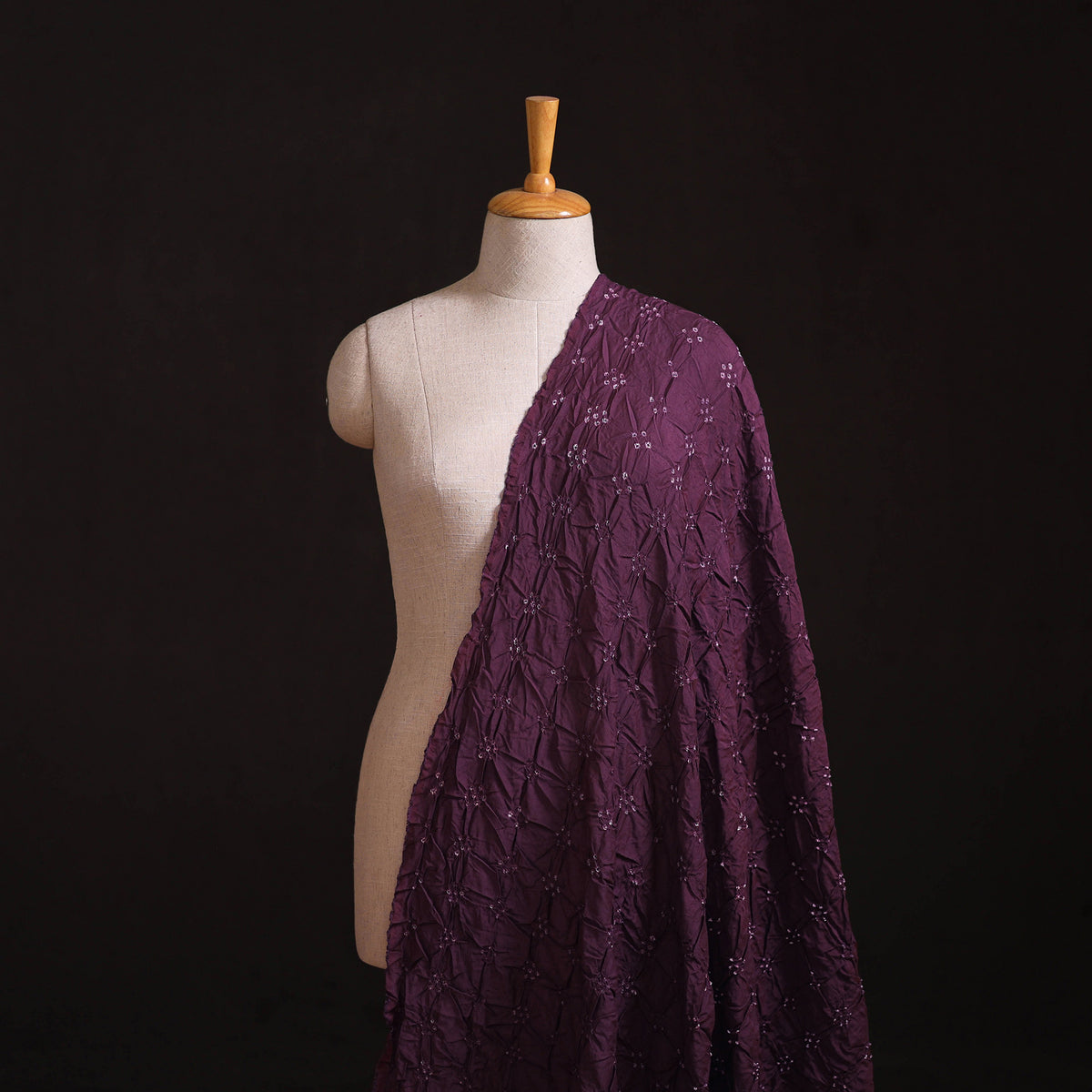 Kutch Bandhani Tie-Dye Chanderi Silk Fabric 05