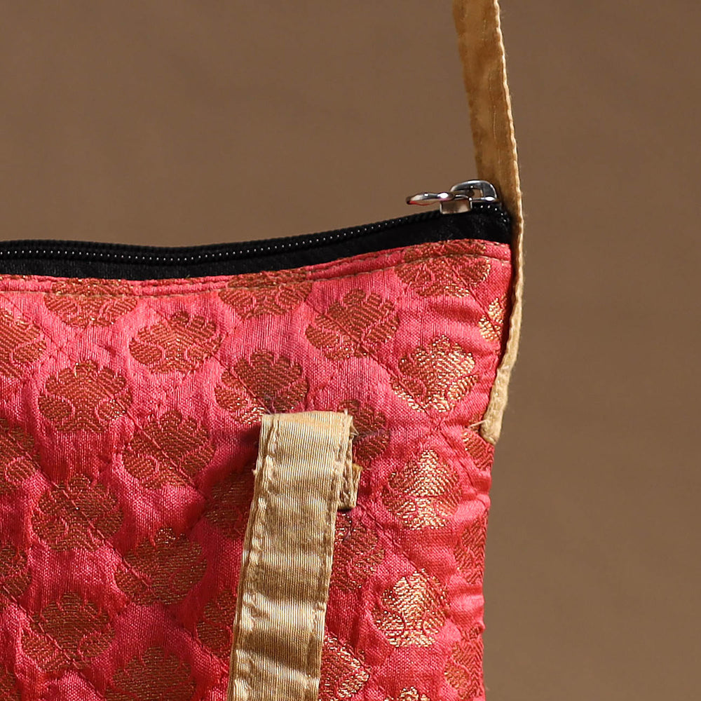 Peach - Handcrafted Quilted Silk Sling Bag 28