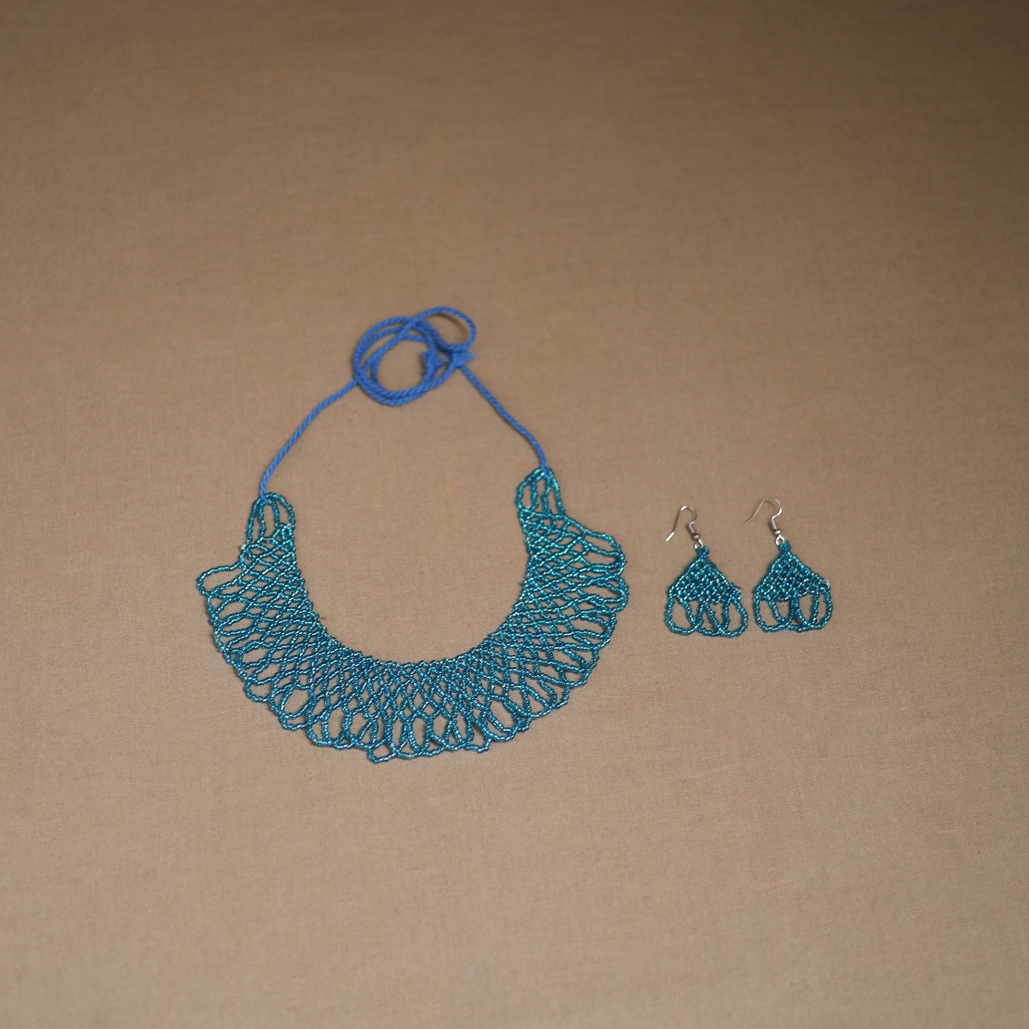 Blue - Handmade Beadwork Jaali Necklace Set 79