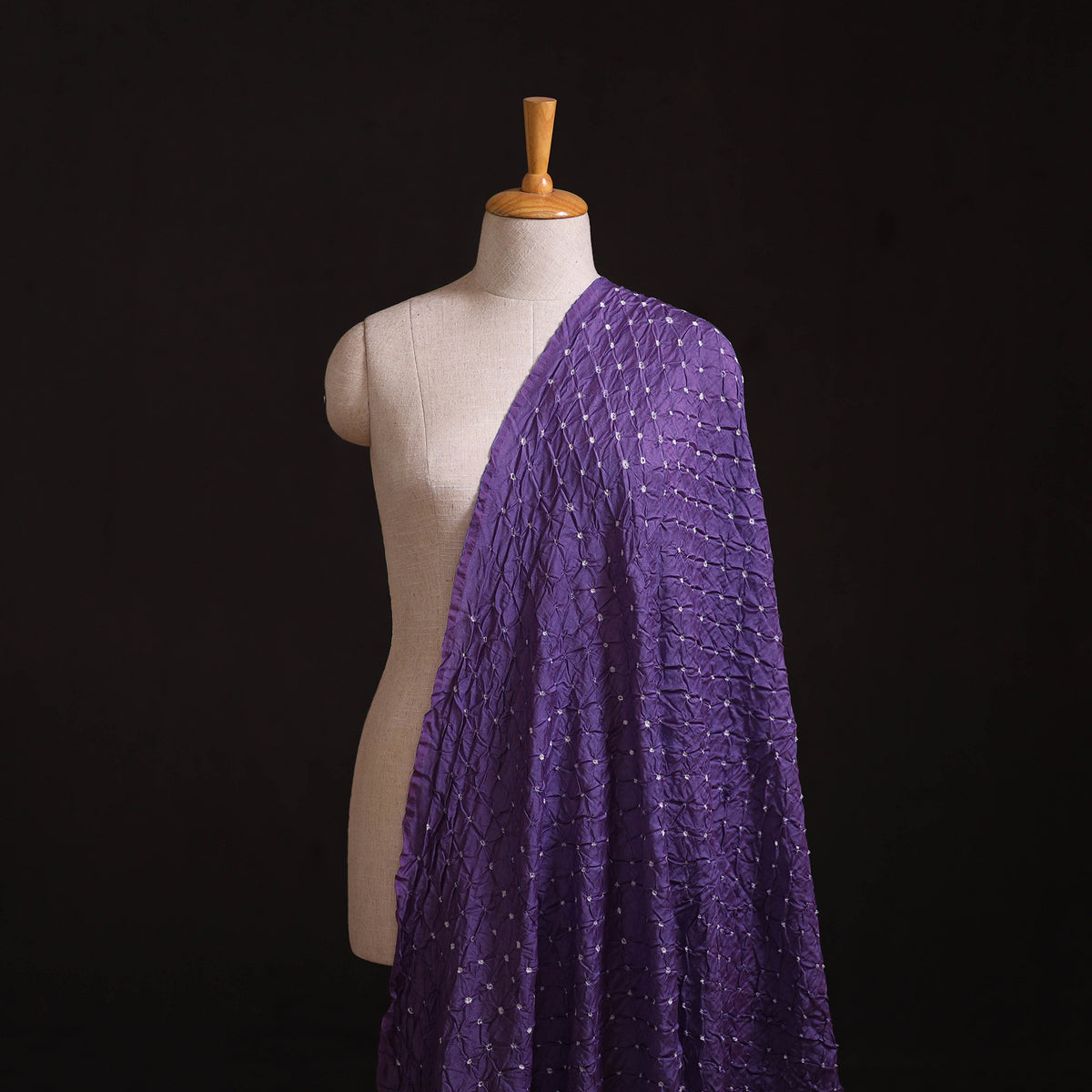 Kutch Bandhani Tie-Dye Chanderi Silk Fabric 18