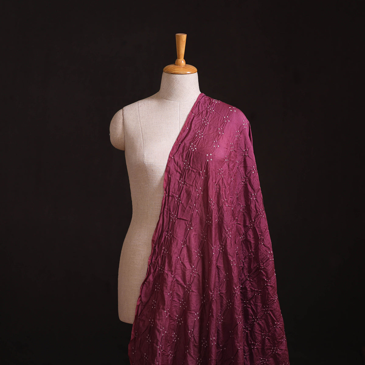Kutch Bandhani Tie-Dye Chanderi Silk Fabric 23