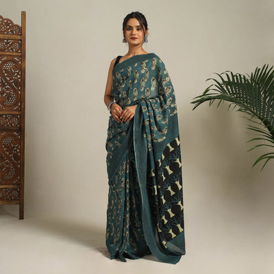 Green - bindaas art natural dyed cotton saree 07
