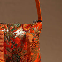 Orange - Handcrafted Quilted Silk Sling Bag 29